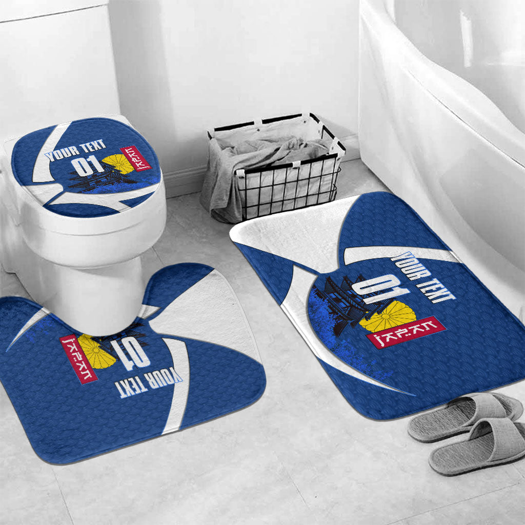 Personalized Japan Football Kitsune Mascot Bathroom Set Japanese Pagoda Kitsune Mask Blue Samurai Style