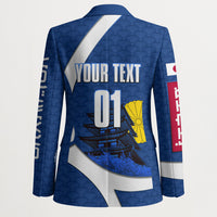 Personalized Japan Football Kitsune Mascot Blazer Japanese Pagoda Kitsune Mask Blue Samurai Style