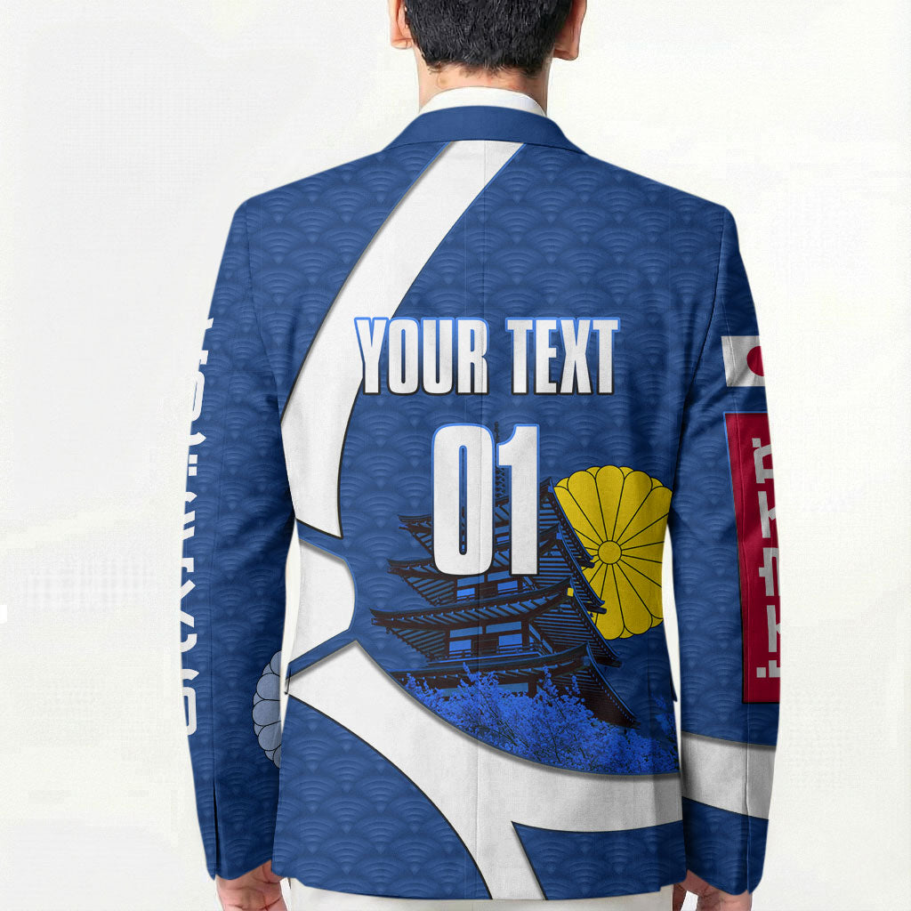 Personalized Japan Football Kitsune Mascot Blazer Japanese Pagoda Kitsune Mask Blue Samurai Style