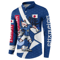 Personalized Japan Football Kitsune Mascot Button Sweatshirt Japanese Pagoda Kitsune Mask Blue Samurai Style
