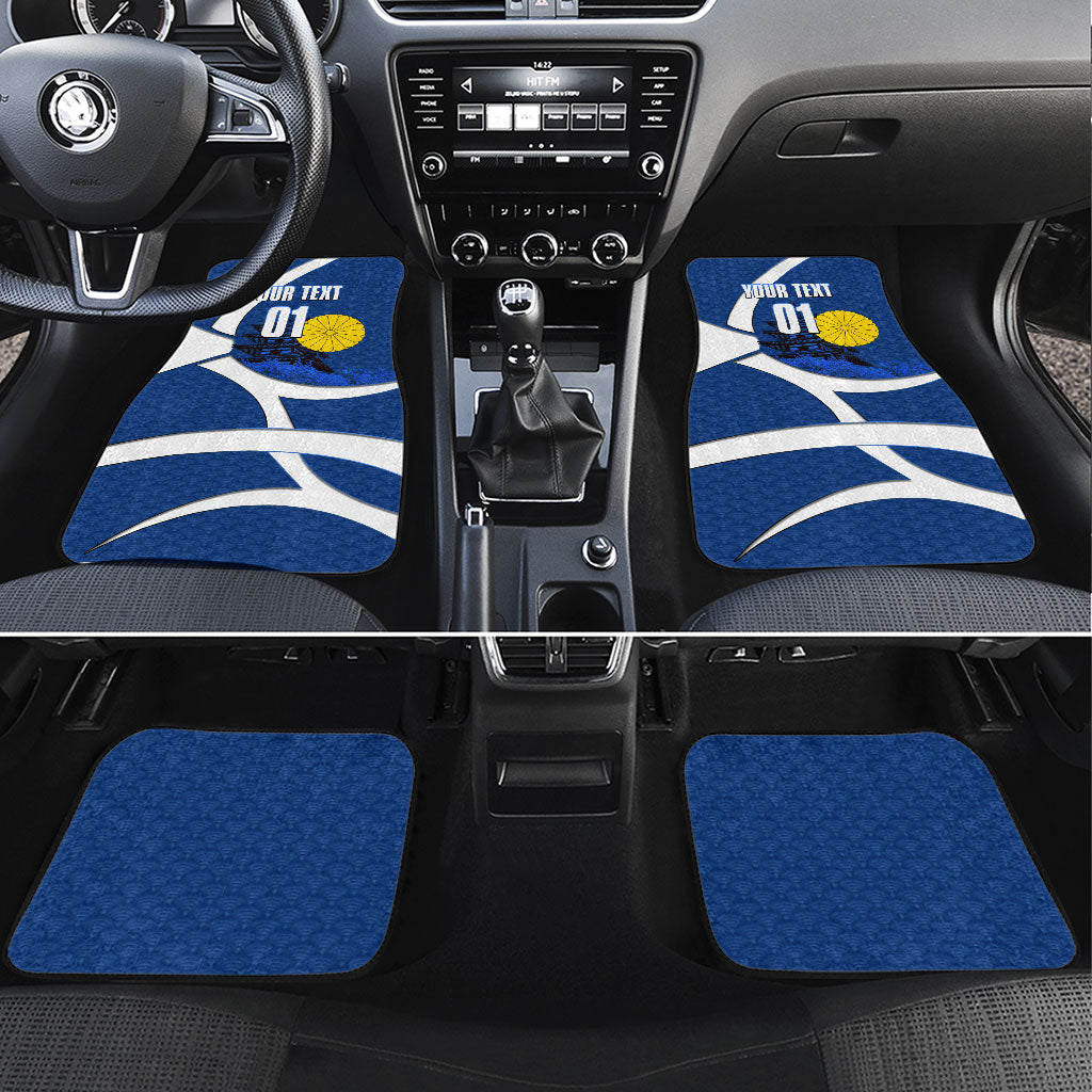 Personalized Japan Football Kitsune Mascot Car Mats Japanese Pagoda Kitsune Mask Blue Samurai Style