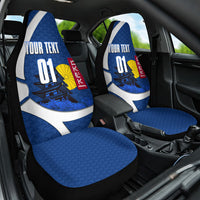 Personalized Japan Football Kitsune Mascot Car Seat Cover Japanese Pagoda Kitsune Mask Blue Samurai Style