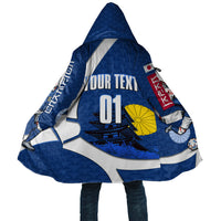 Personalized Japan Football Kitsune Mascot Cloak Japanese Pagoda Kitsune Mask Blue Samurai Style