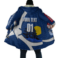 Personalized Japan Football Kitsune Mascot Cloak Japanese Pagoda Kitsune Mask Blue Samurai Style