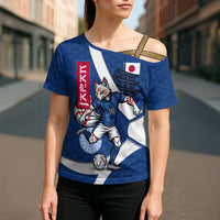 Personalized Japan Football Kitsune Mascot Cross Shoulder Shirt Japanese Pagoda Kitsune Mask Blue Samurai Style