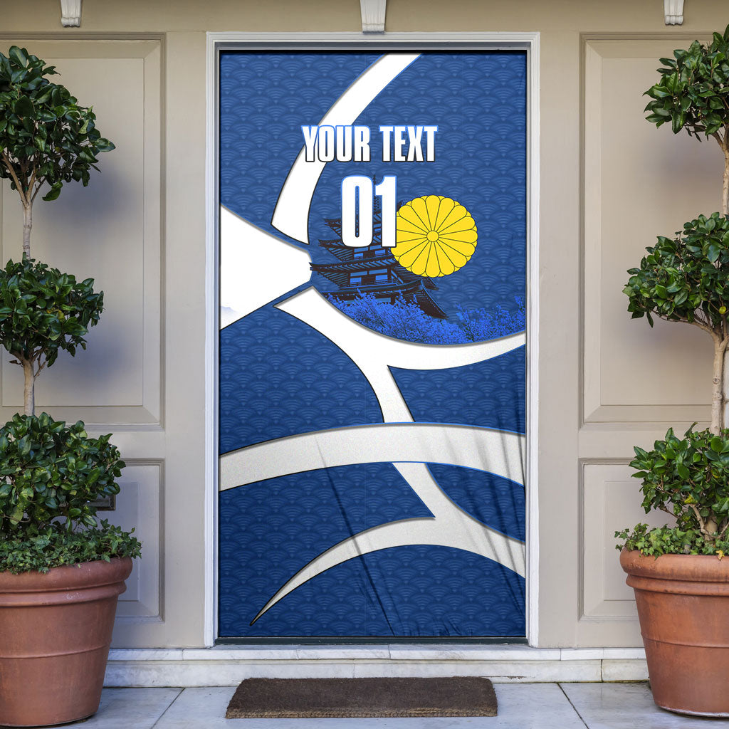 Personalized Japan Football Kitsune Mascot Door Cover Japanese Pagoda Kitsune Mask Blue Samurai Style