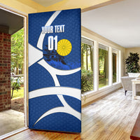 Personalized Japan Football Kitsune Mascot Door Cover Japanese Pagoda Kitsune Mask Blue Samurai Style