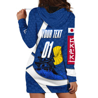 Personalized Japan Football Kitsune Mascot Hoodie Dress Japanese Pagoda Kitsune Mask Blue Samurai Style