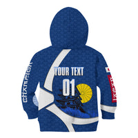 Personalized Japan Football Kitsune Mascot Kid Hoodie Japanese Pagoda Kitsune Mask Blue Samurai Style