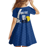 Personalized Japan Football Kitsune Mascot Kid Short Sleeve Dress Japanese Pagoda Kitsune Mask Blue Samurai Style