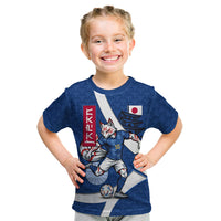 Personalized Japan Football Kitsune Mascot Kid T Shirt Japanese Pagoda Kitsune Mask Blue Samurai Style