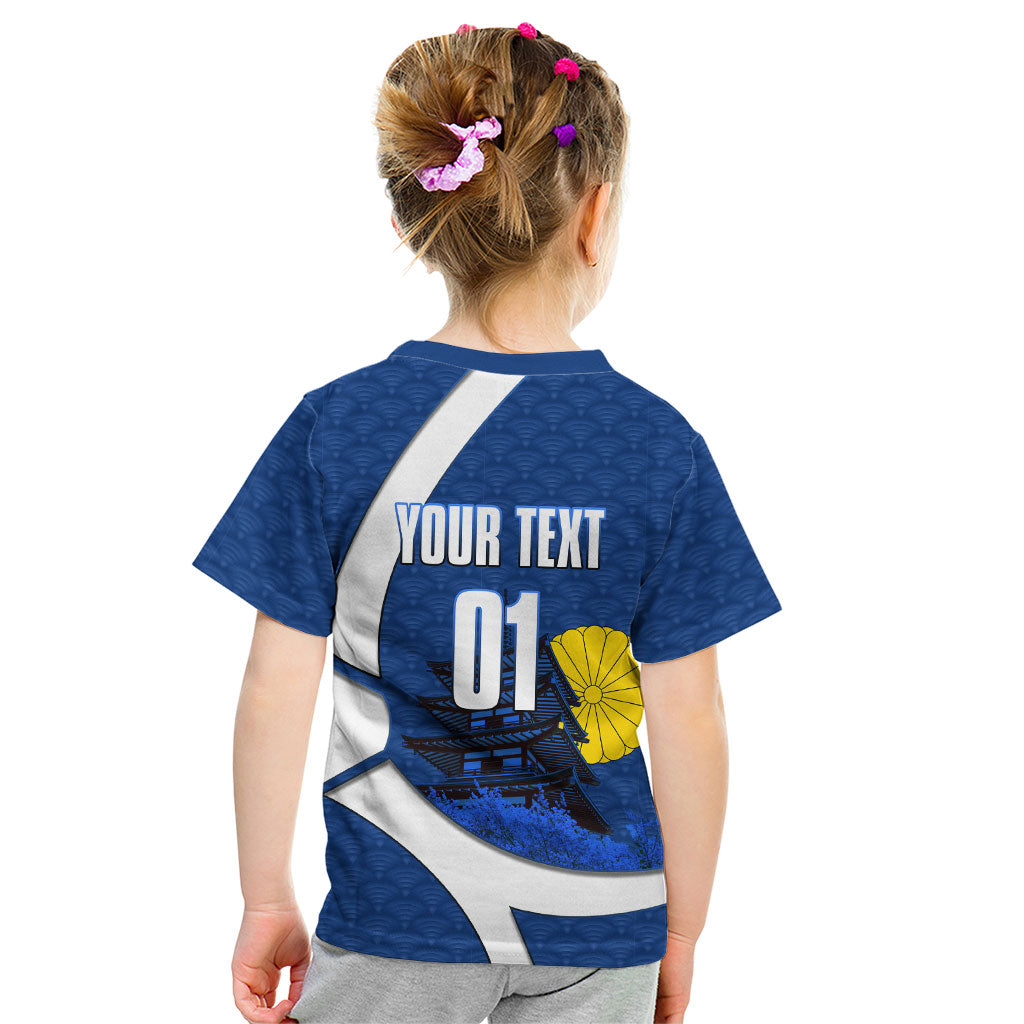 Personalized Japan Football Kitsune Mascot Kid T Shirt Japanese Pagoda Kitsune Mask Blue Samurai Style