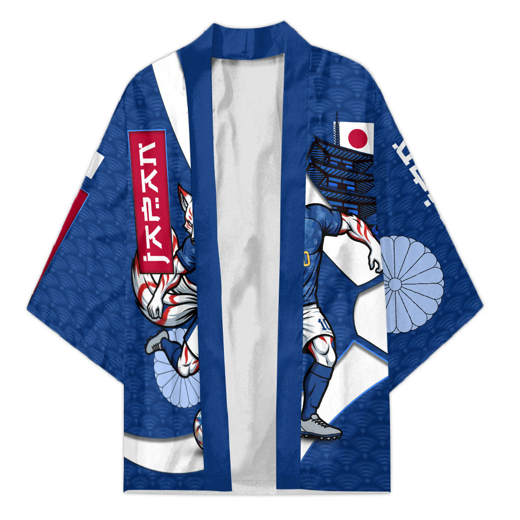 Personalized Japan Football Kitsune Mascot Kimono Japanese Pagoda Kitsune Mask Blue Samurai Style