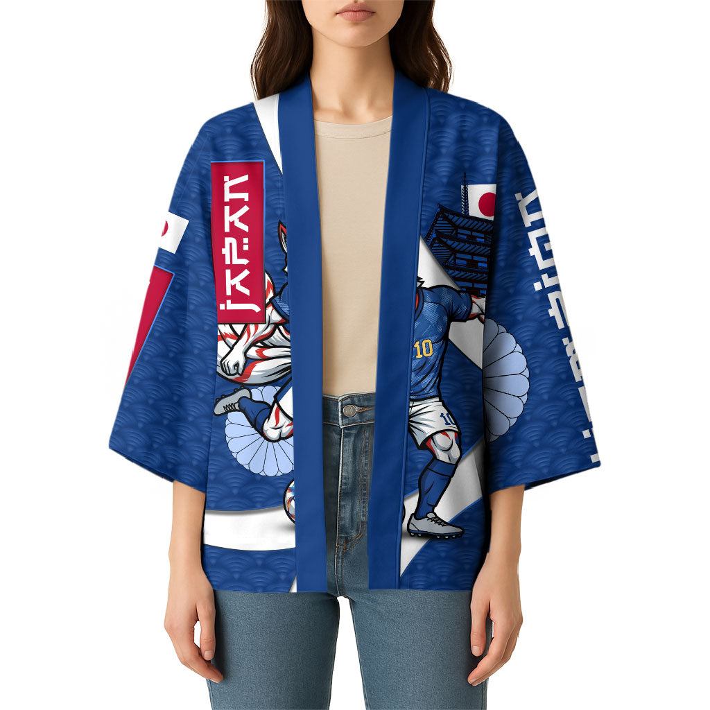 Personalized Japan Football Kitsune Mascot Kimono Japanese Pagoda Kitsune Mask Blue Samurai Style