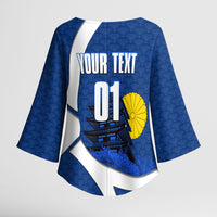 Personalized Japan Football Kitsune Mascot Kimono Sleeve Blouse Japanese Pagoda Kitsune Mask Blue Samurai Style