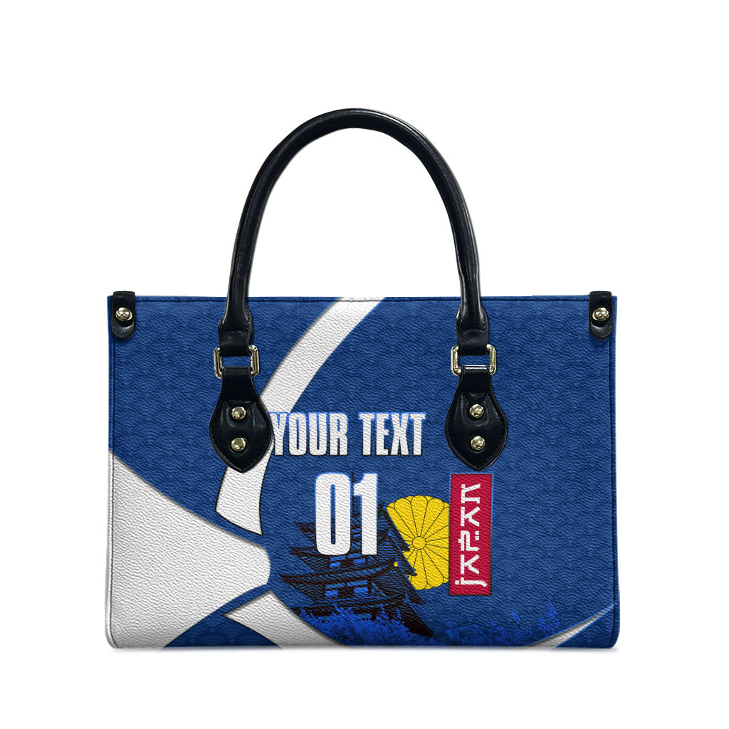 Personalized Japan Football Kitsune Mascot Leather Bag Japanese Pagoda Kitsune Mask Blue Samurai Style
