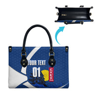 Personalized Japan Football Kitsune Mascot Leather Bag Japanese Pagoda Kitsune Mask Blue Samurai Style