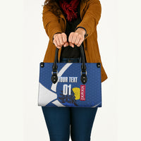 Personalized Japan Football Kitsune Mascot Leather Bag Japanese Pagoda Kitsune Mask Blue Samurai Style