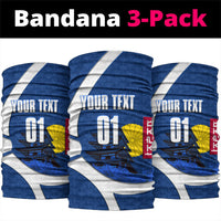 Personalized Japan Football Kitsune Mascot Neck Gaiter Japanese Pagoda Kitsune Mask Blue Samurai Style