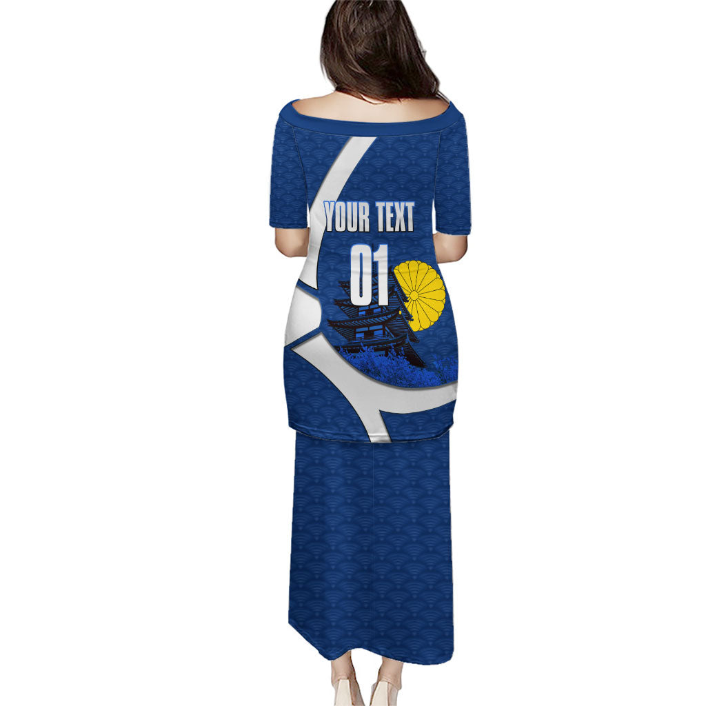 Personalized Japan Football Kitsune Mascot Puletasi Japanese Pagoda Kitsune Mask Blue Samurai Style
