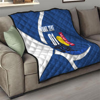 Personalized Japan Football Kitsune Mascot Quilt Japanese Pagoda Kitsune Mask Blue Samurai Style