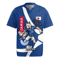 Personalized Japan Football Kitsune Mascot Rugby Jersey Japanese Pagoda Kitsune Mask Blue Samurai Style