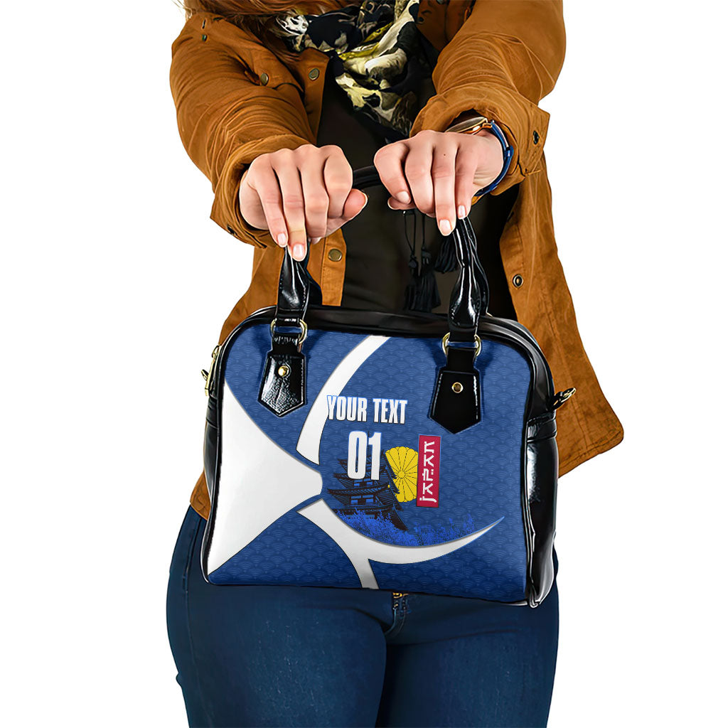 Personalized Japan Football Kitsune Mascot Shoulder Handbag Japanese Pagoda Kitsune Mask Blue Samurai Style
