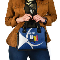 Personalized Japan Football Kitsune Mascot Shoulder Handbag Japanese Pagoda Kitsune Mask Blue Samurai Style