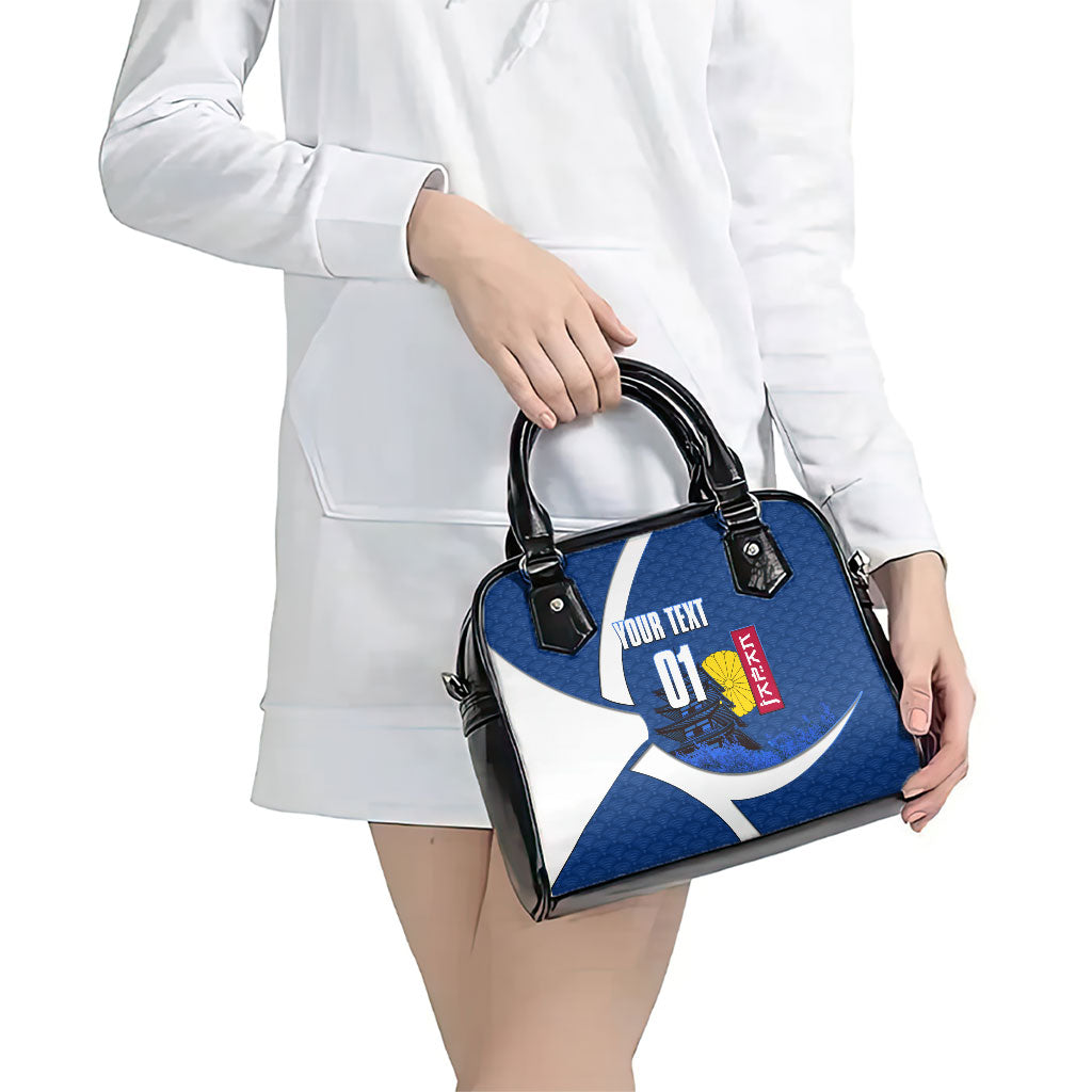 Personalized Japan Football Kitsune Mascot Shoulder Handbag Japanese Pagoda Kitsune Mask Blue Samurai Style