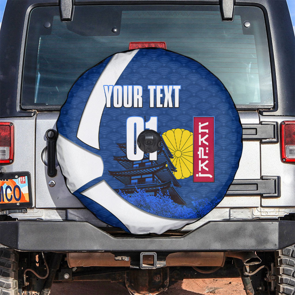 Personalized Japan Football Kitsune Mascot Spare Tire Cover Japanese Pagoda Kitsune Mask Blue Samurai Style