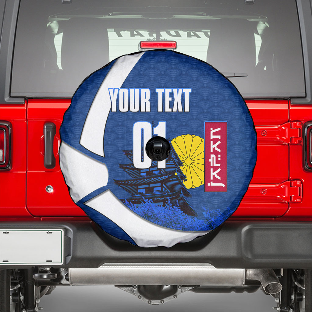 Personalized Japan Football Kitsune Mascot Spare Tire Cover Japanese Pagoda Kitsune Mask Blue Samurai Style