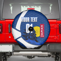Personalized Japan Football Kitsune Mascot Spare Tire Cover Japanese Pagoda Kitsune Mask Blue Samurai Style