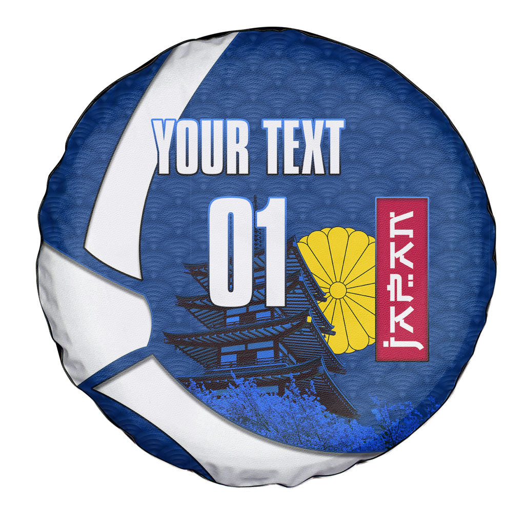 Personalized Japan Football Kitsune Mascot Spare Tire Cover Japanese Pagoda Kitsune Mask Blue Samurai Style