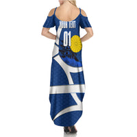 Personalized Japan Football Kitsune Mascot Summer Maxi Dress Japanese Pagoda Kitsune Mask Blue Samurai Style