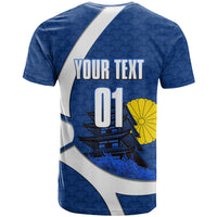 Personalized Japan Football Kitsune Mascot T Shirt Japanese Pagoda Kitsune Mask Blue Samurai Style