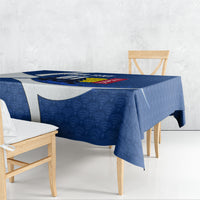 Personalized Japan Football Kitsune Mascot Tablecloth Japanese Pagoda Kitsune Mask Blue Samurai Style