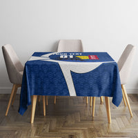 Personalized Japan Football Kitsune Mascot Tablecloth Japanese Pagoda Kitsune Mask Blue Samurai Style