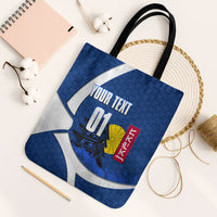 Personalized Japan Football Kitsune Mascot Tote Bag Japanese Pagoda Kitsune Mask Blue Samurai Style