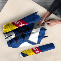Personalized Japan Football Kitsune Mascot Umbrella Japanese Pagoda Kitsune Mask Blue Samurai Style