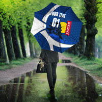 Personalized Japan Football Kitsune Mascot Umbrella Japanese Pagoda Kitsune Mask Blue Samurai Style