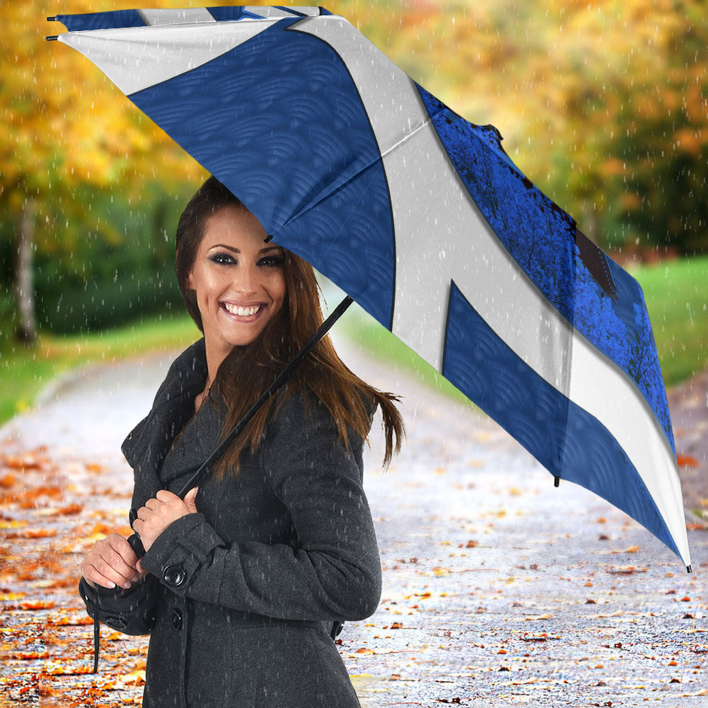 Personalized Japan Football Kitsune Mascot Umbrella Japanese Pagoda Kitsune Mask Blue Samurai Style