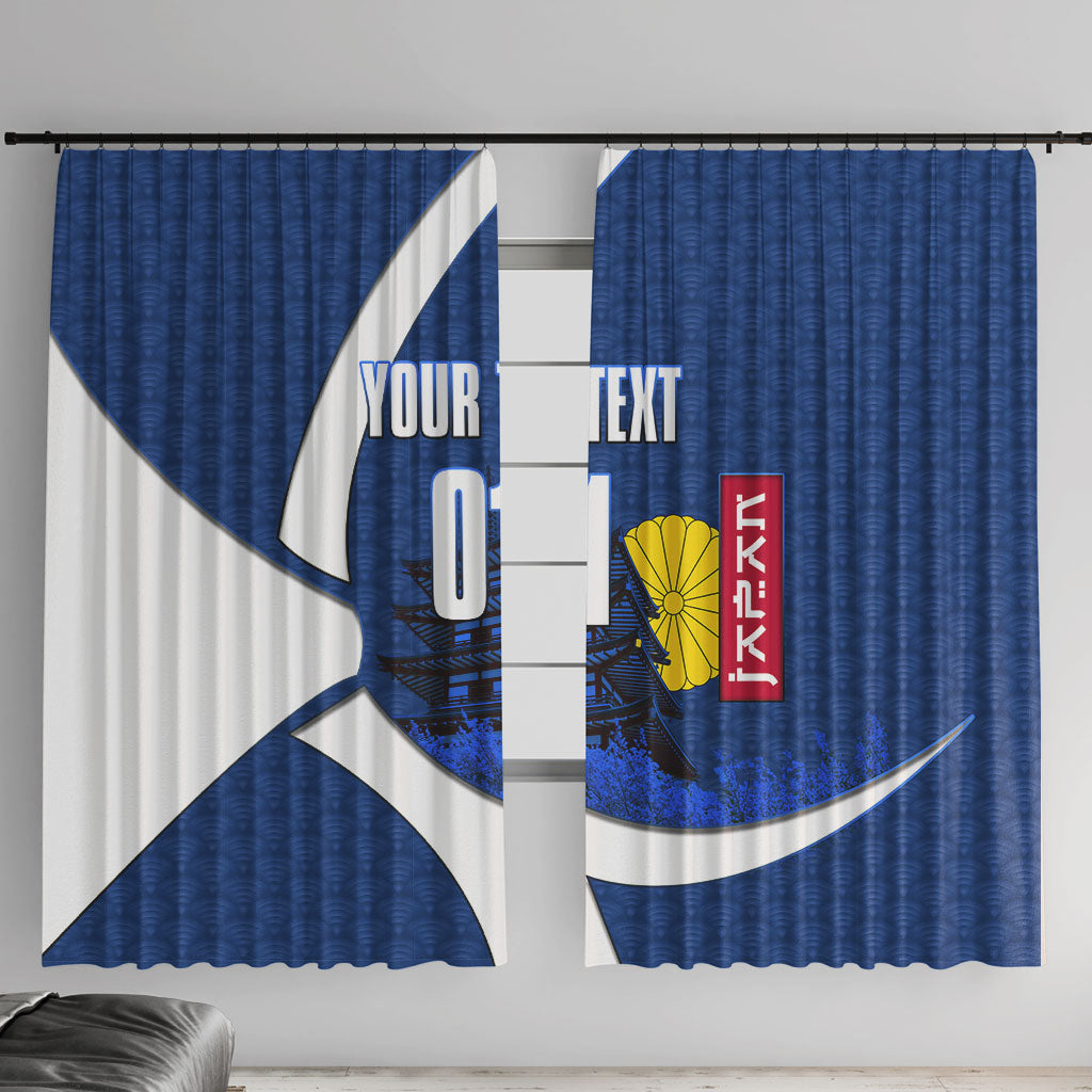 Personalized Japan Football Kitsune Mascot Window Curtain Japanese Pagoda Kitsune Mask Blue Samurai Style