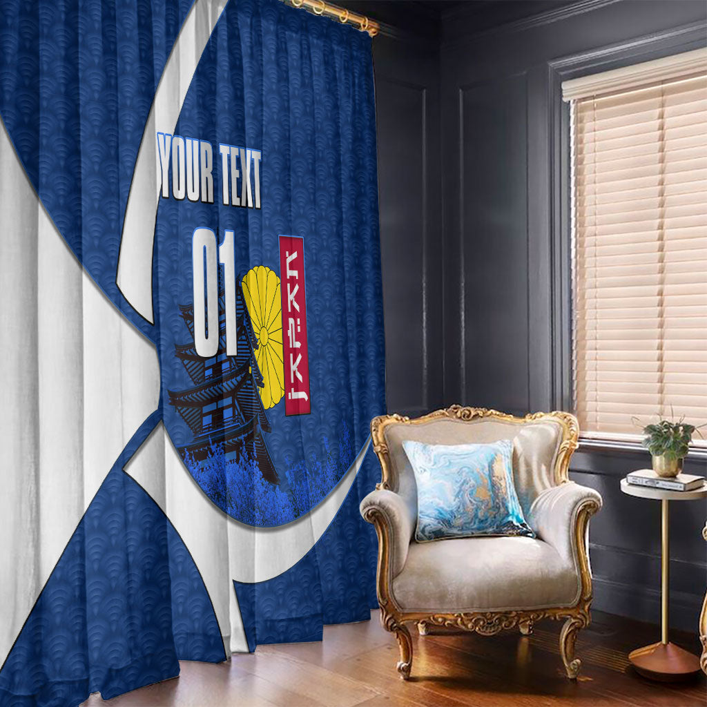 Personalized Japan Football Kitsune Mascot Window Curtain Japanese Pagoda Kitsune Mask Blue Samurai Style