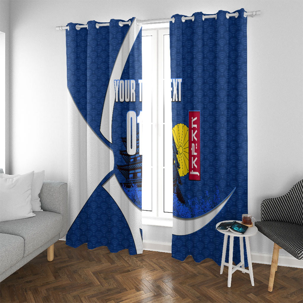 Personalized Japan Football Kitsune Mascot Window Curtain Japanese Pagoda Kitsune Mask Blue Samurai Style