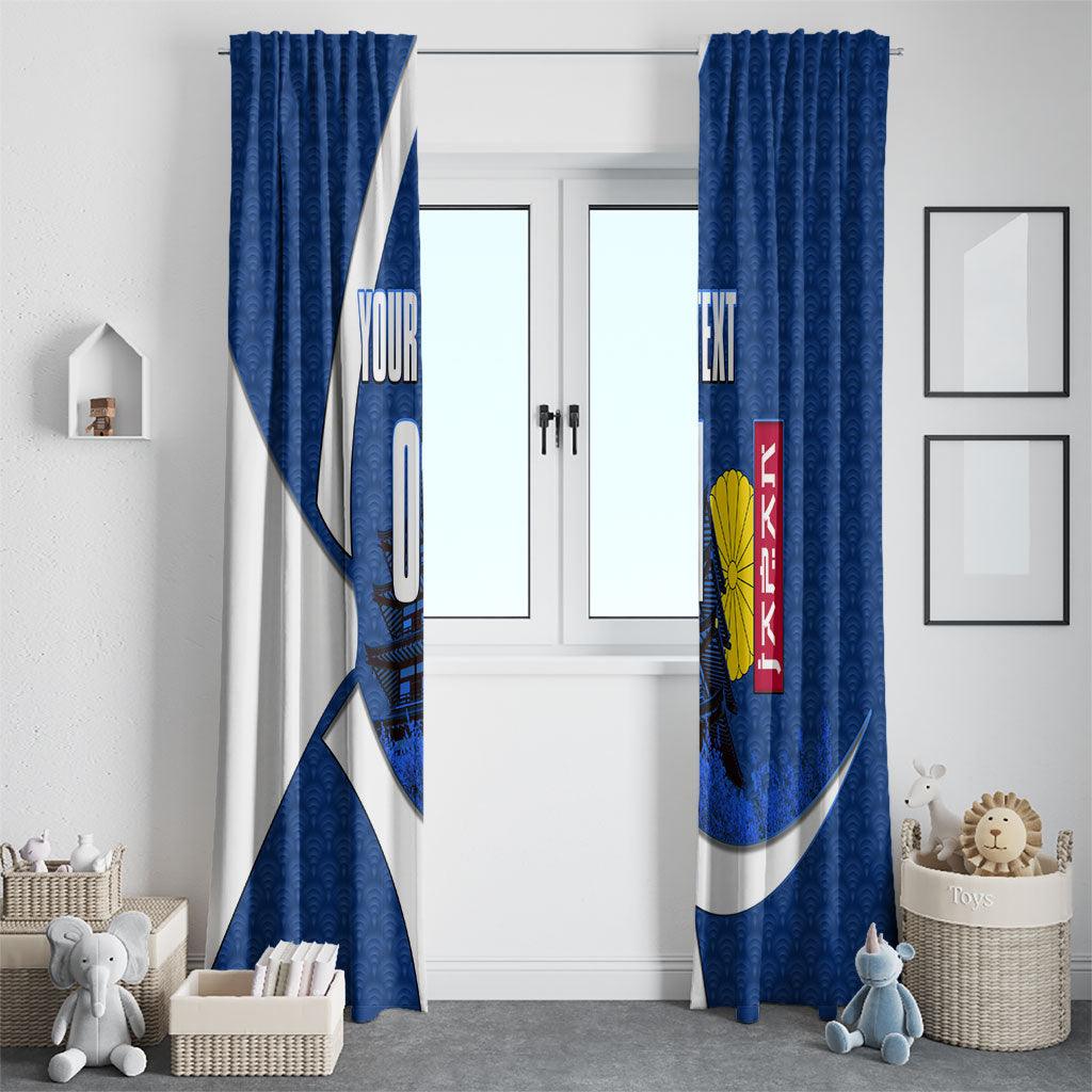 Personalized Japan Football Kitsune Mascot Window Curtain Japanese Pagoda Kitsune Mask Blue Samurai Style