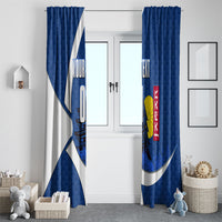 Personalized Japan Football Kitsune Mascot Window Curtain Japanese Pagoda Kitsune Mask Blue Samurai Style
