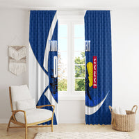 Personalized Japan Football Kitsune Mascot Window Curtain Japanese Pagoda Kitsune Mask Blue Samurai Style