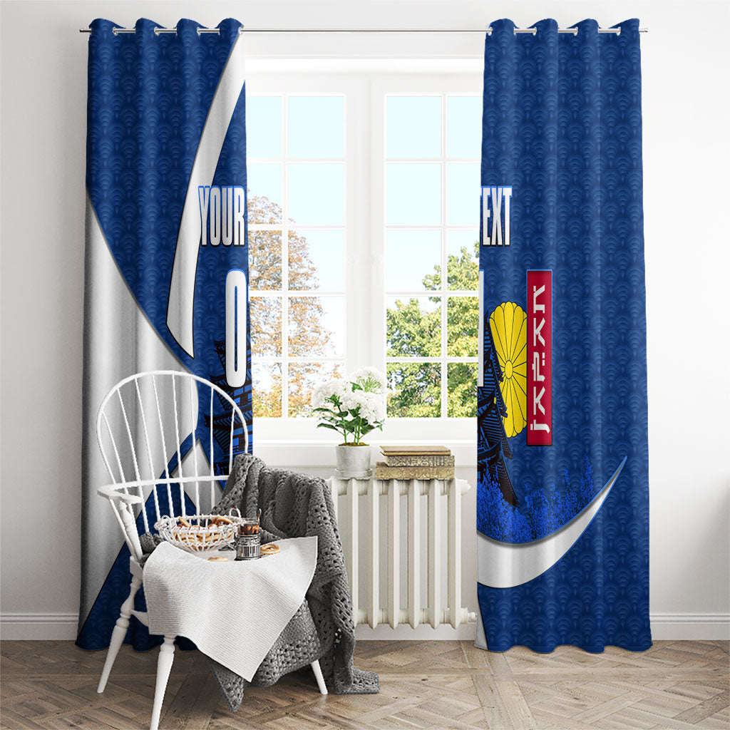 Personalized Japan Football Kitsune Mascot Window Curtain Japanese Pagoda Kitsune Mask Blue Samurai Style