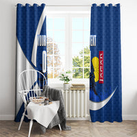 Personalized Japan Football Kitsune Mascot Window Curtain Japanese Pagoda Kitsune Mask Blue Samurai Style