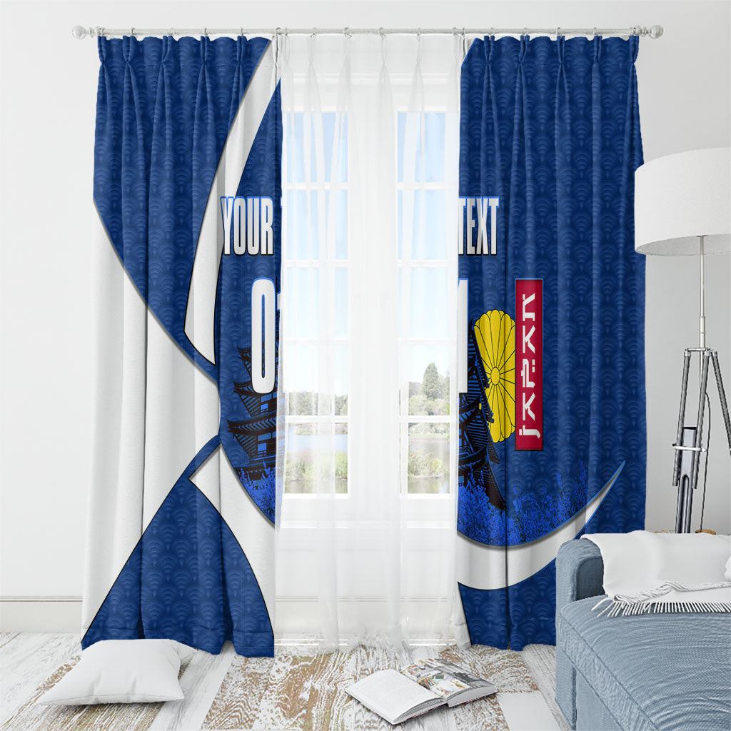 Personalized Japan Football Kitsune Mascot Window Curtain Japanese Pagoda Kitsune Mask Blue Samurai Style